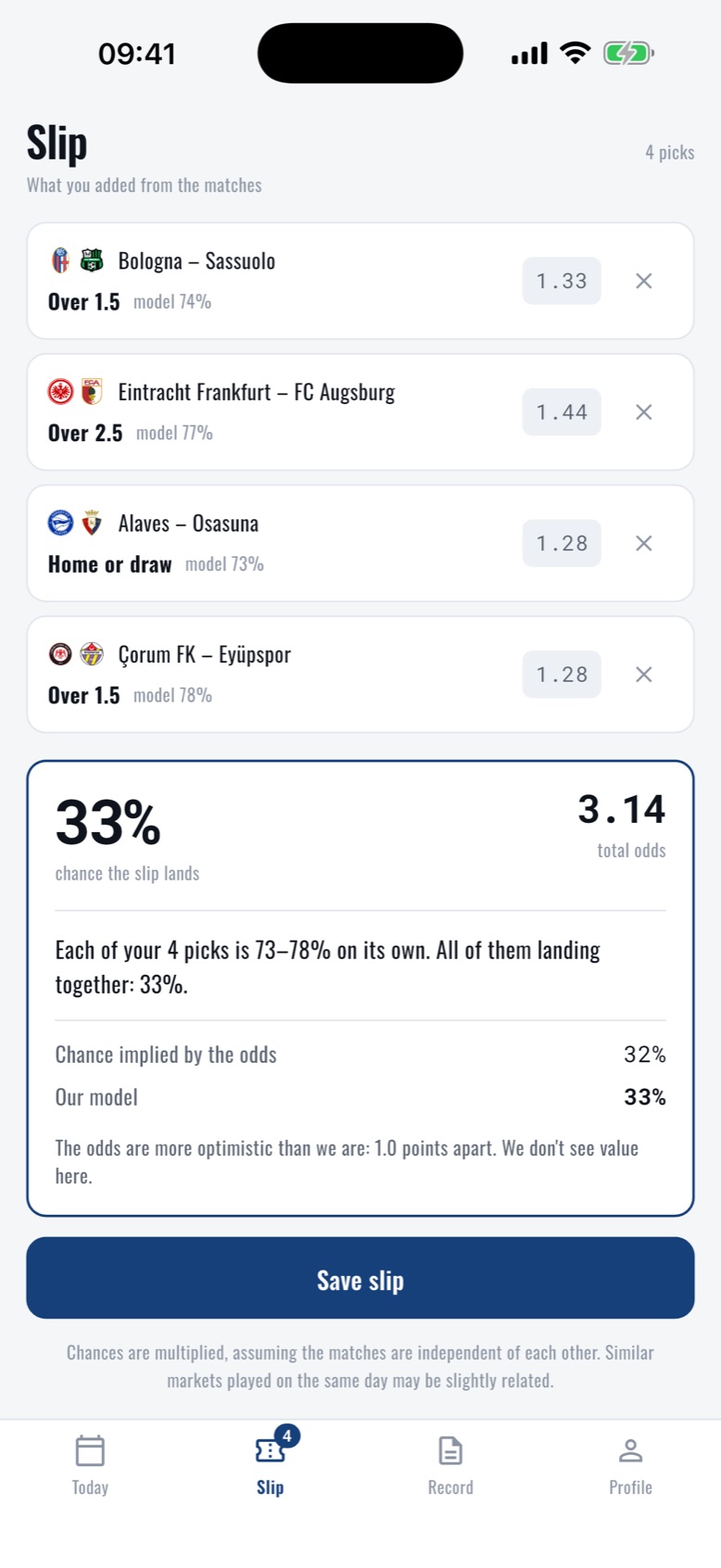 Combine picks and see the probability