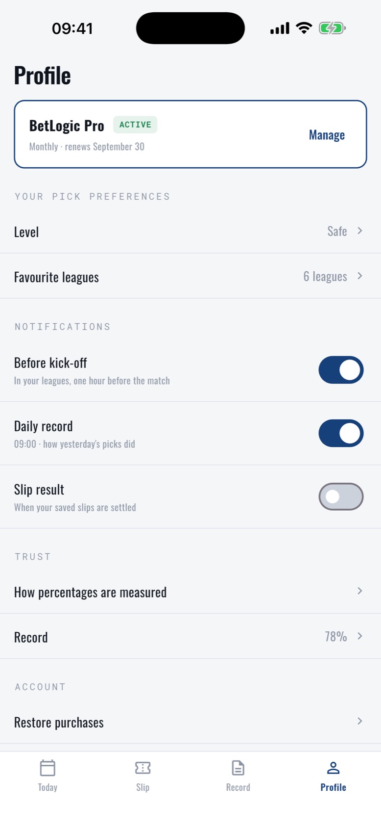Alerts before kick-off